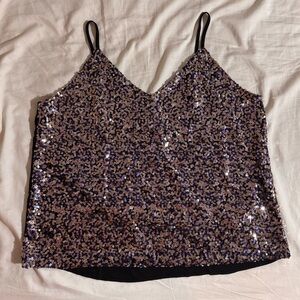 NWT Cato Black and Silver Sparkle Camisole